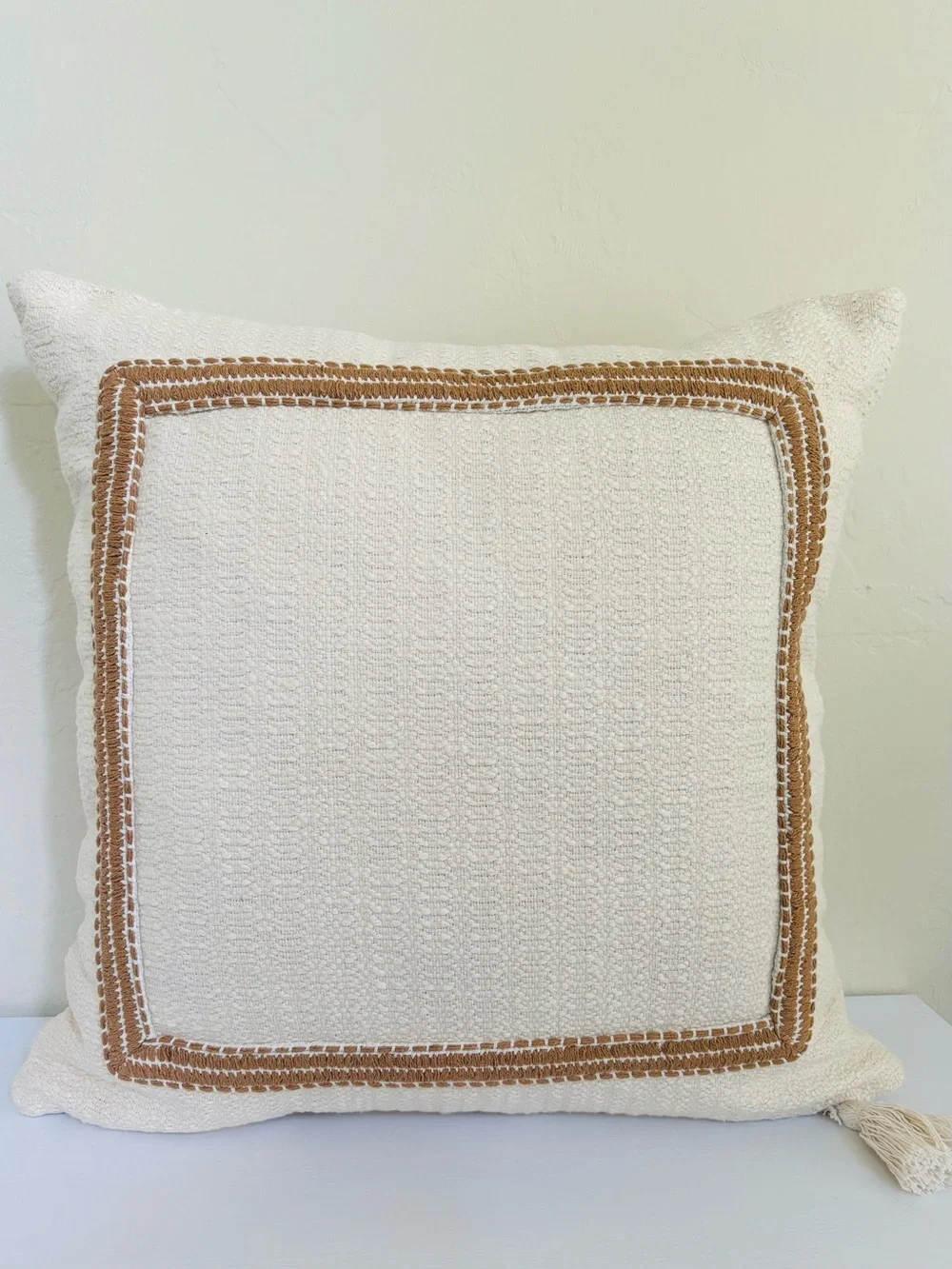 Threshold Designed with Studio McGee Embroidered Frame Square Throw Pillow NWT
